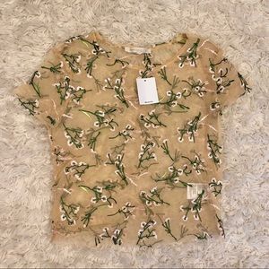 Urban outfitters floral mesh crop top
